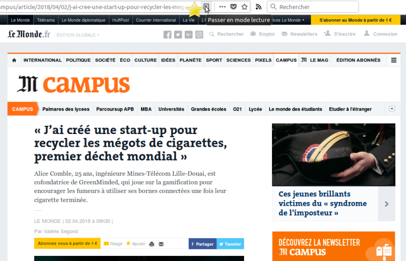 Activation du mode lecture