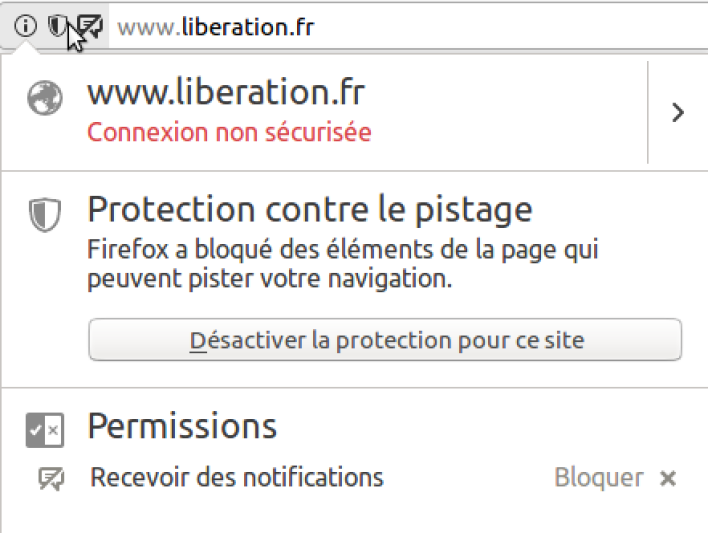 Informations sur les sites visités