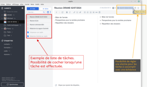 capture d'écran d'une fenêtre de Joplin avec focus sur une liste de tâches